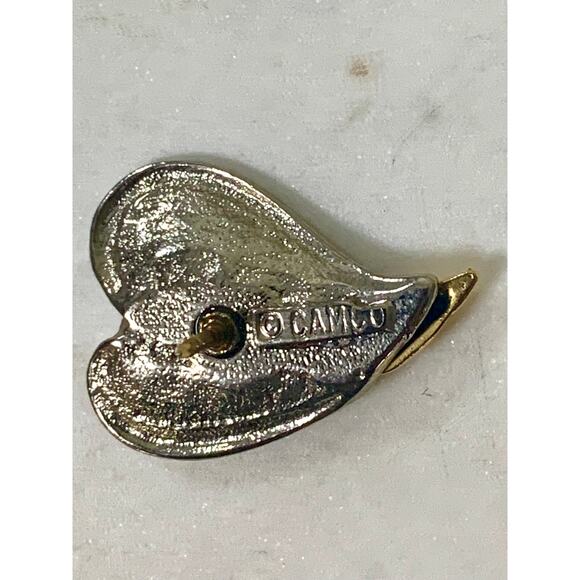 Vintage Gold Silver Tone Camco Guardian Angel Heart Lapel Pin - Picture 7 of 7